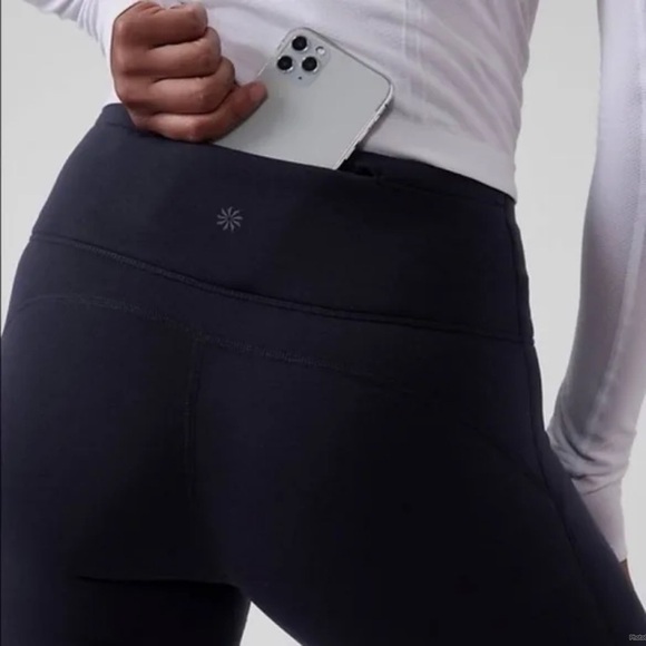 ATHLETA Altitude Tight Stretch Fleece Tight Fleece Leggings Black Size 2X - Picture 2 of 13
